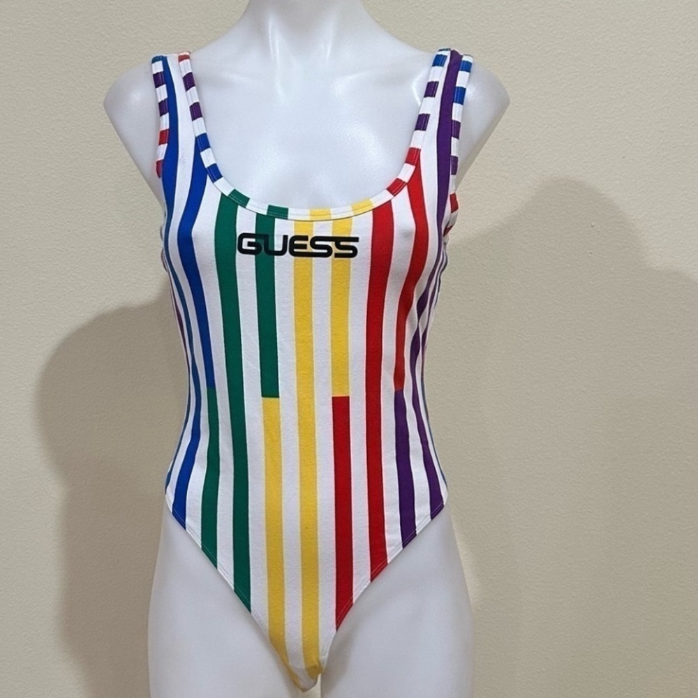 GUESS x J Balvin Colores Collection rainbow stripped bodysuit - Picture 2 of 5